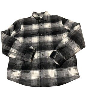 Old Navy Jacket Sherpa Lined Wool Blend Plaid Flannel Warm Coat Men's Sz Large